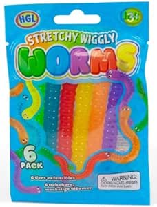Stretchy Wiggly Worms, 6 Pack, Multicolour, Sensory Fidget Toy (£1.50)